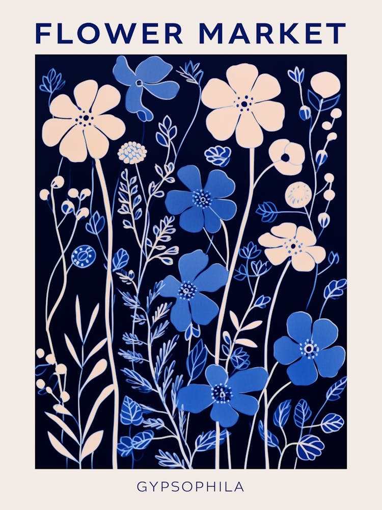 Blue Flower Market Poster Gypsophila 2