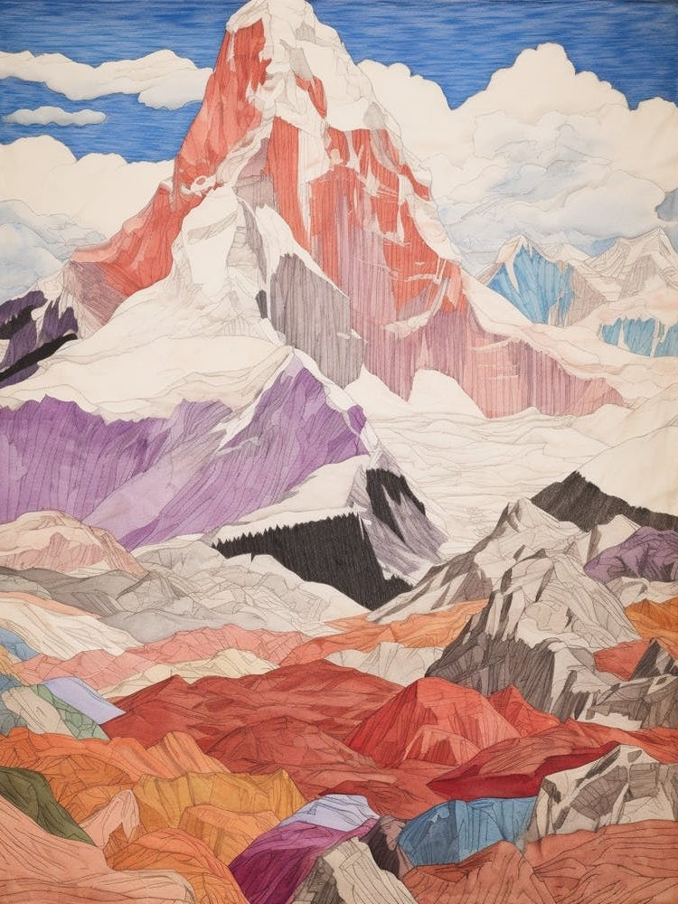 Cho Oyu Nepal 4 Colourful Mountain Illustration