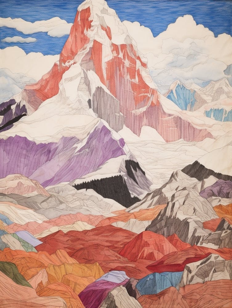 Cho Oyu Nepal 4 Colourful Mountain Illustration