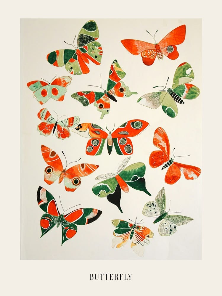 Colourful Insect Illustration Butterfly 1 Poster