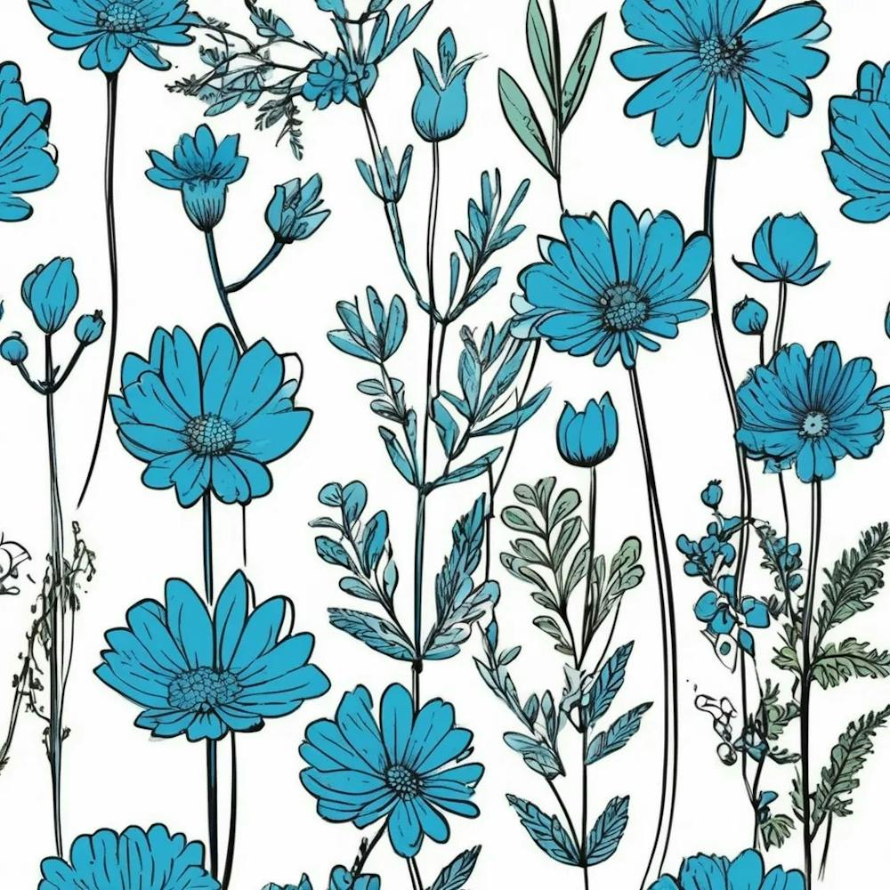 wildflower blue garden plant prints