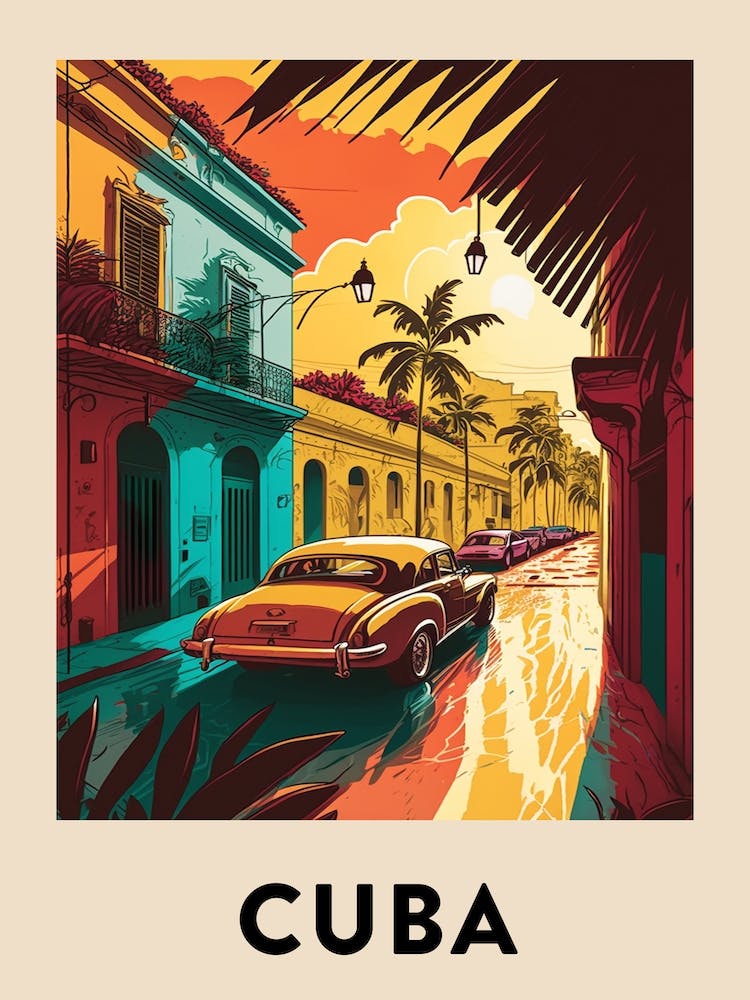 Cuba Vintage Travel Poster