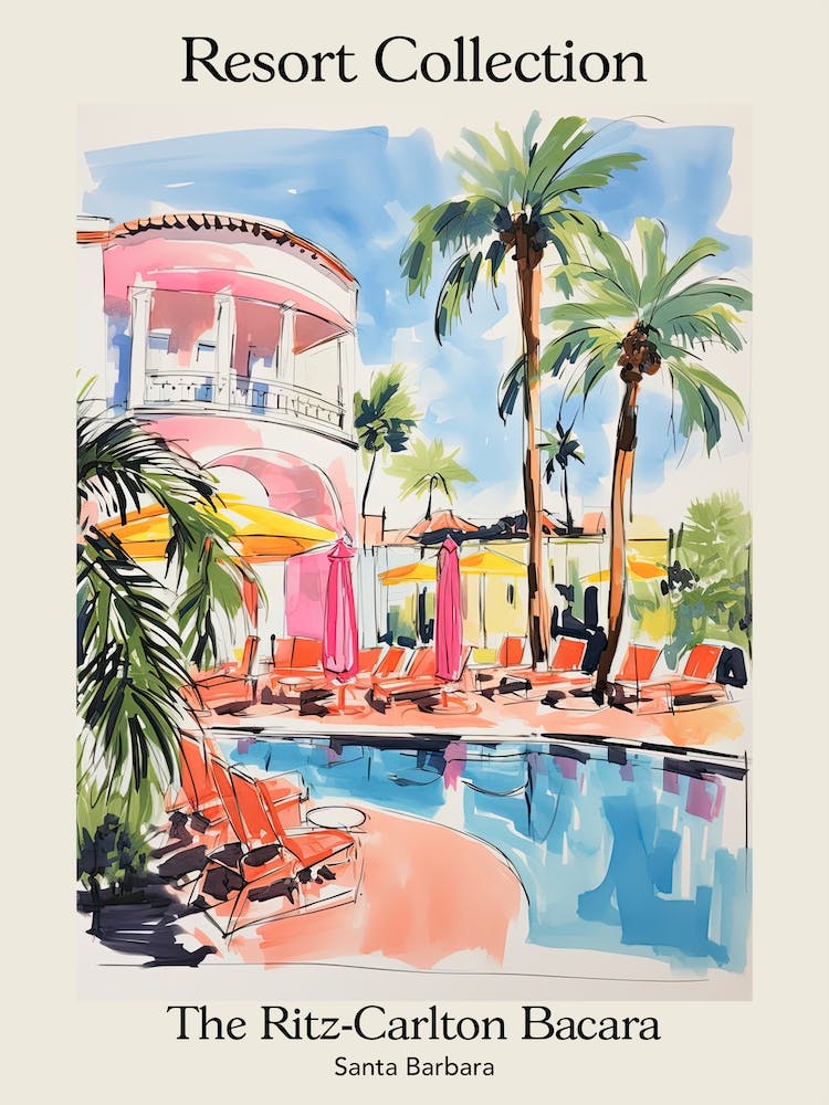 Poster Of The Ritz Carlton Bacara, Santa Barbara   Santa Barbara, California   Resort Collection Storybook Illustration 8