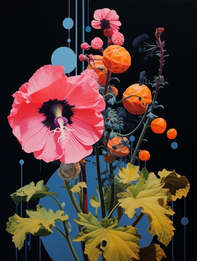 Surreal Florals Hollyhock 1 Flower Painting