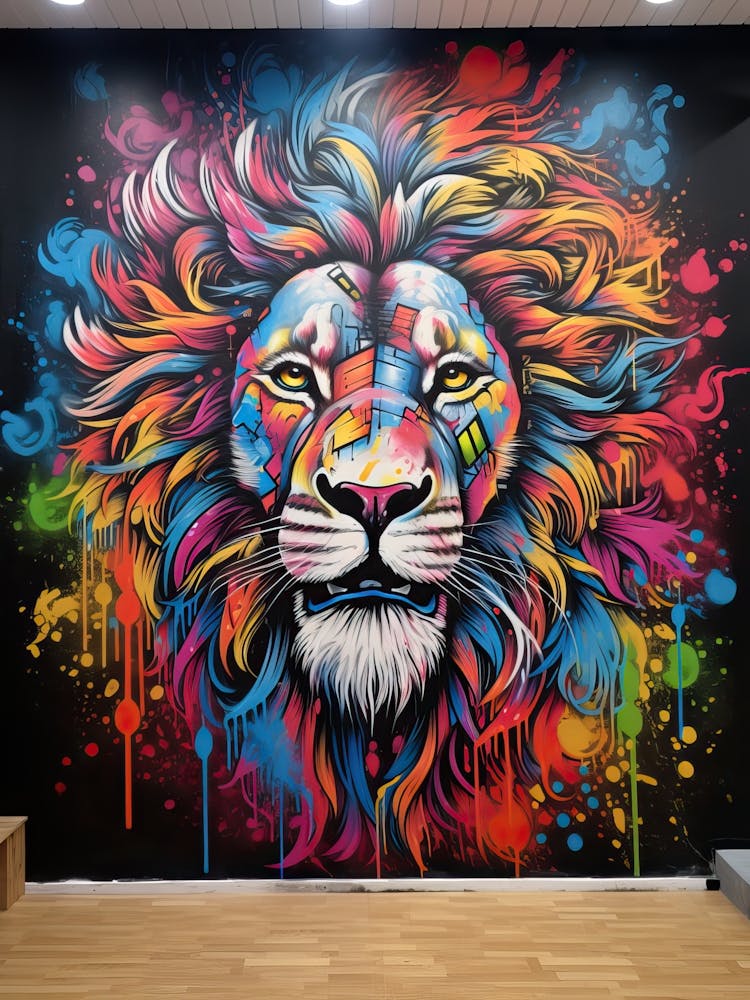 Lion Art Painting Mural Style 1
