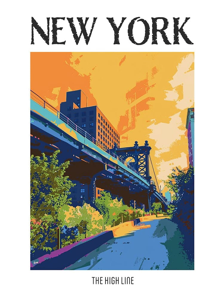 The High Line New York Colourful Silkscreen Illustration 4 Poster
