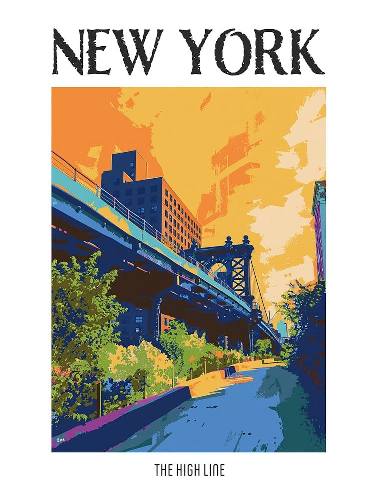 The High Line New York Colourful Silkscreen Illustration 4 Poster