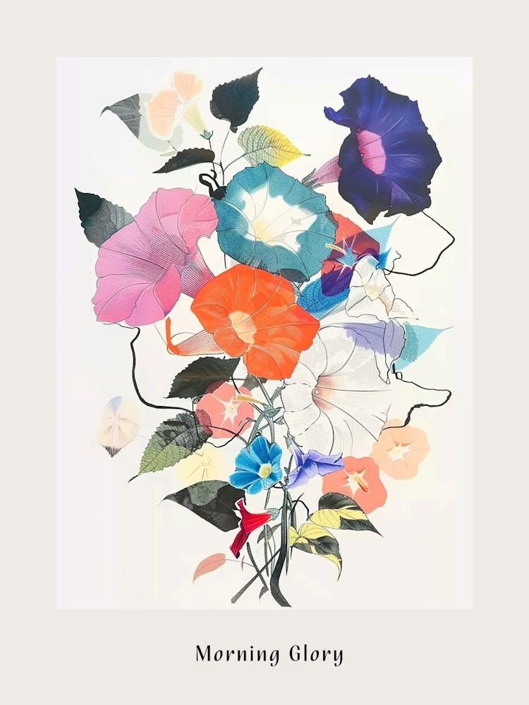 Prunkwinde 4 Collage Blumenstrauß Poster
