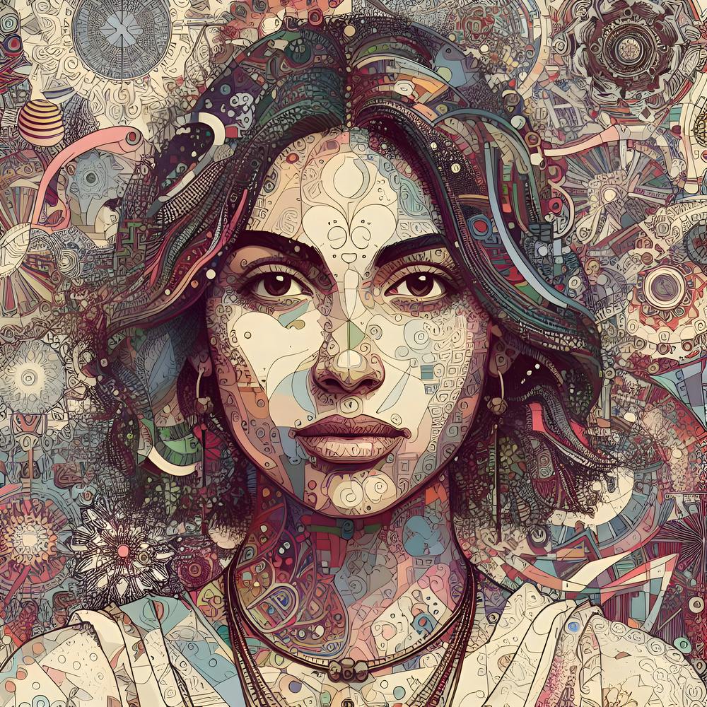 Woman With A Colorful Background