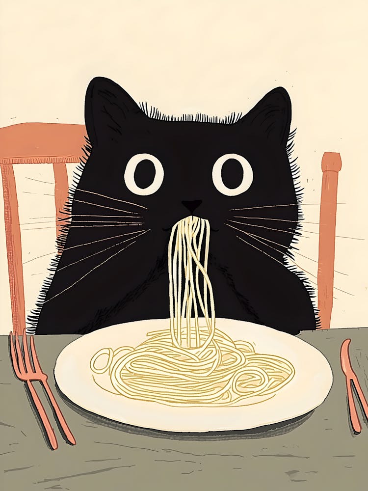 Cat Eating Spaghetti 2