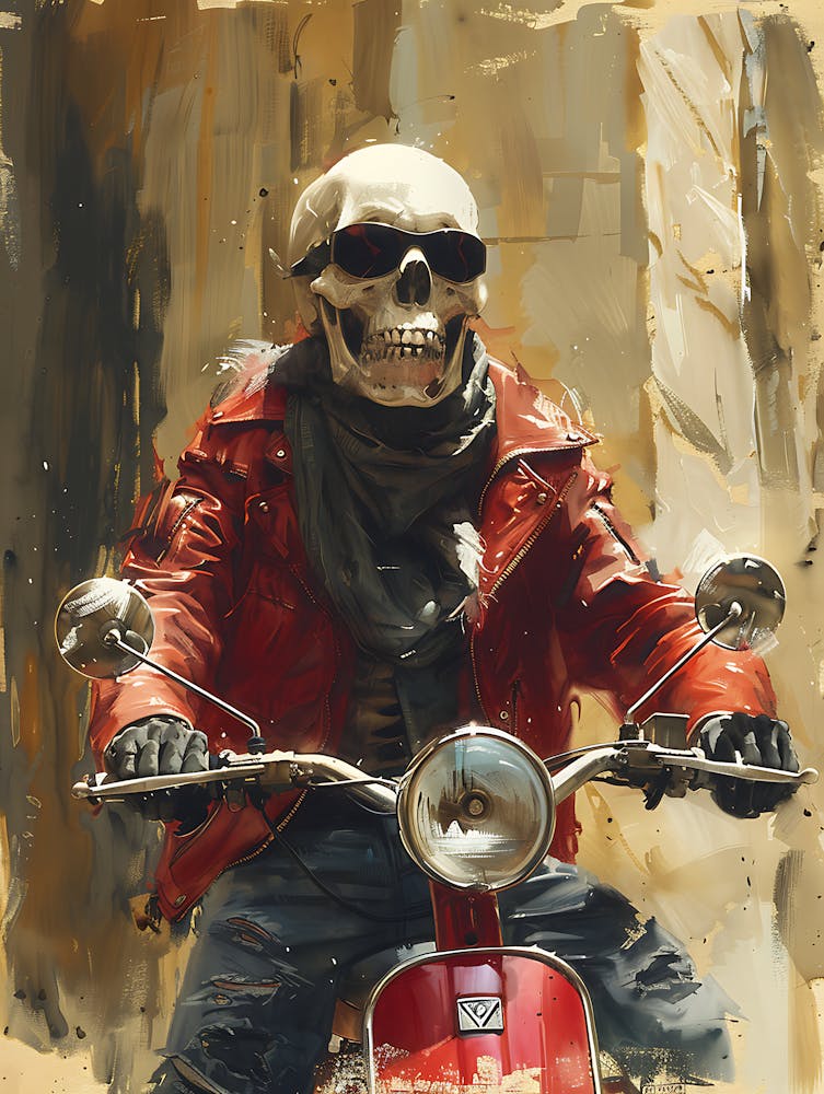 Skeleton On A Moped 2