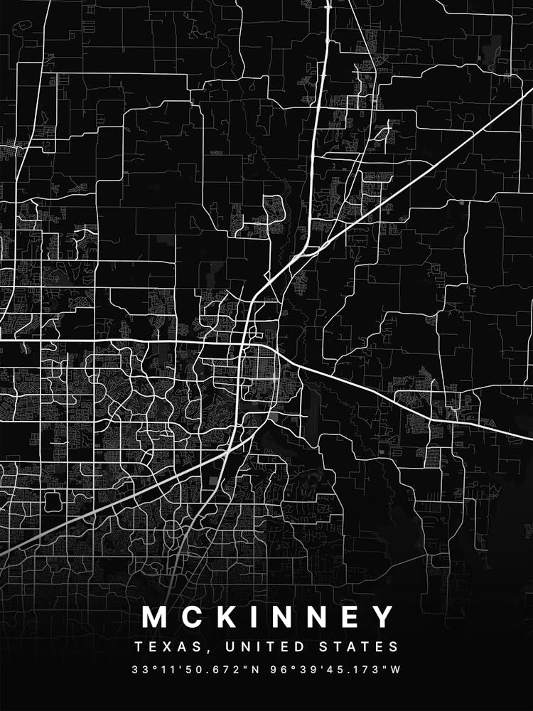 McKinney Texas USA Black Map