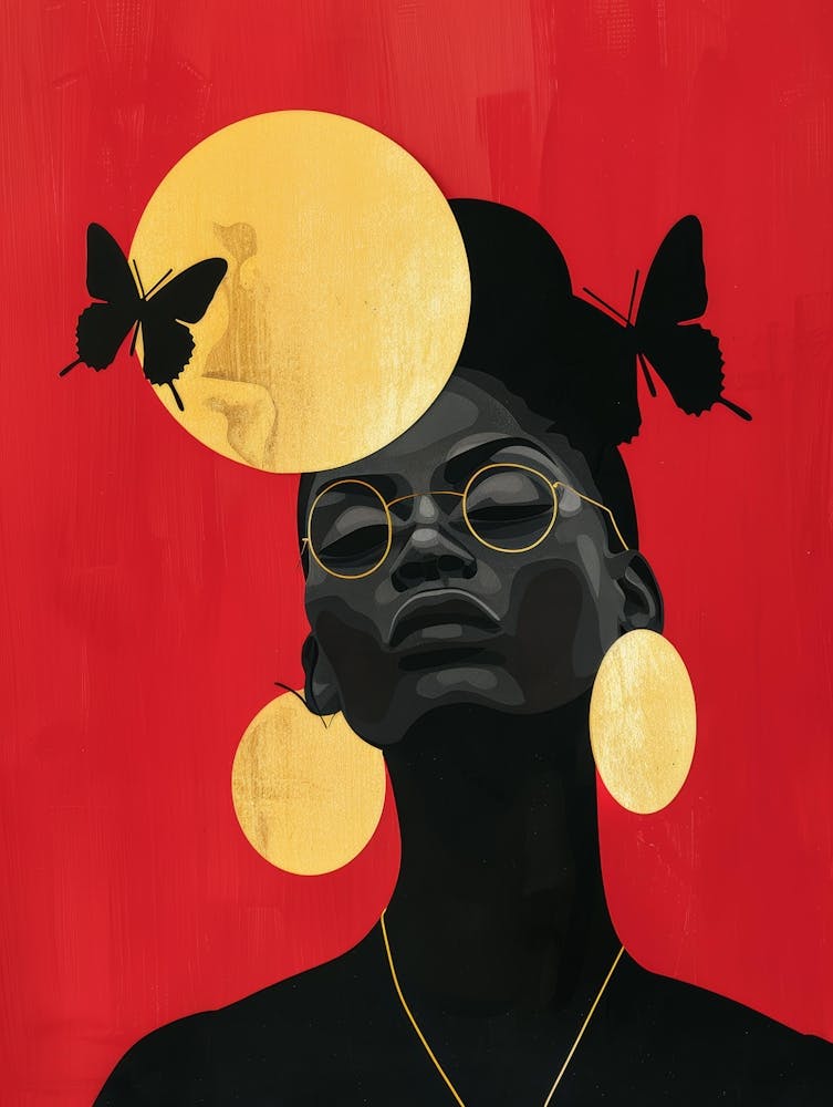 Woman With Butterflies On Her Head 3