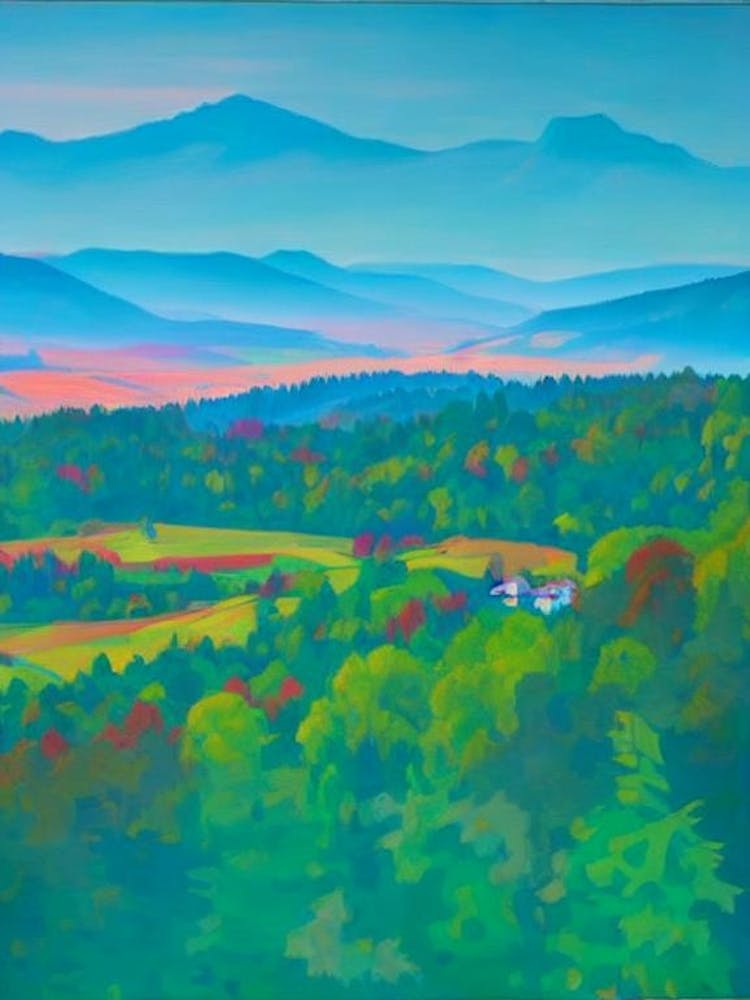 Bohemian Switzerland National Park Czech Republic Blue Oil Painting 2 