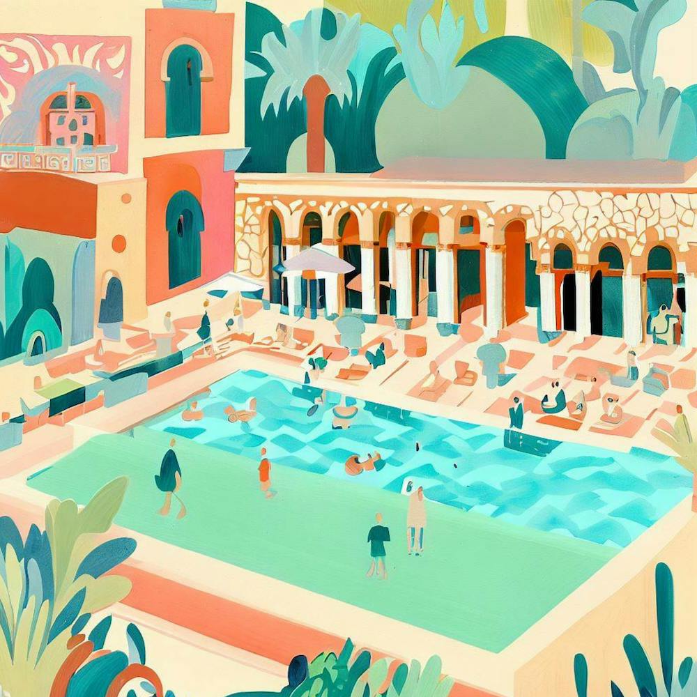 Romantic summer in pool