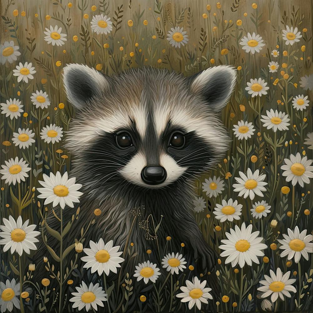 Baby Raccoon Fairycore Painting 1