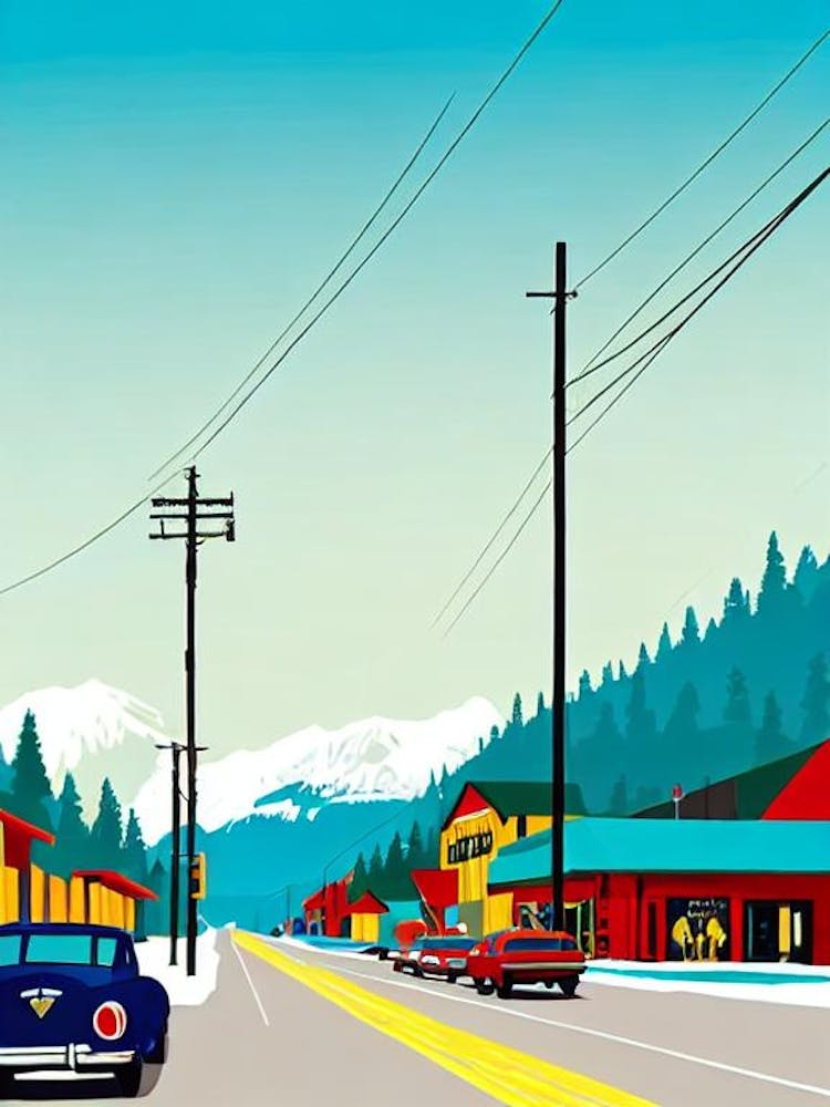 Fernie, Canada Midcentury Vintage Skiing Poster
