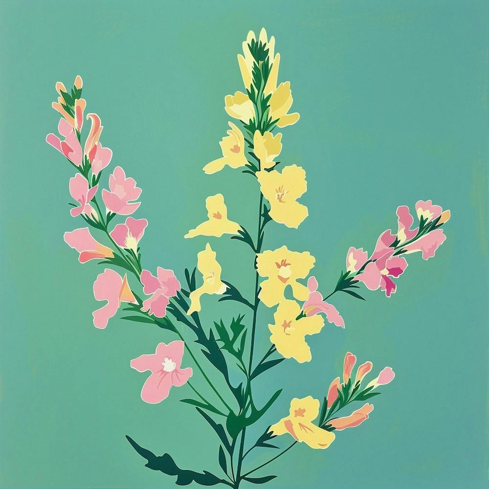 Larkspur Square Flower Illustration