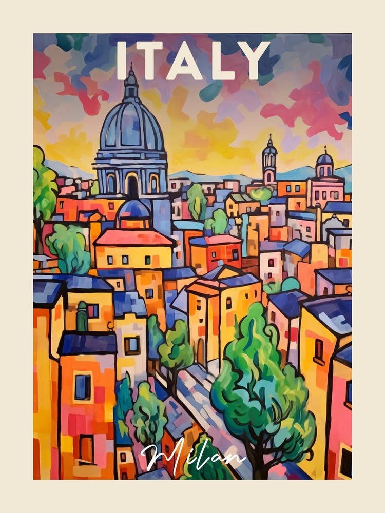 Milan Italy Fauvist Painting Travel Poster