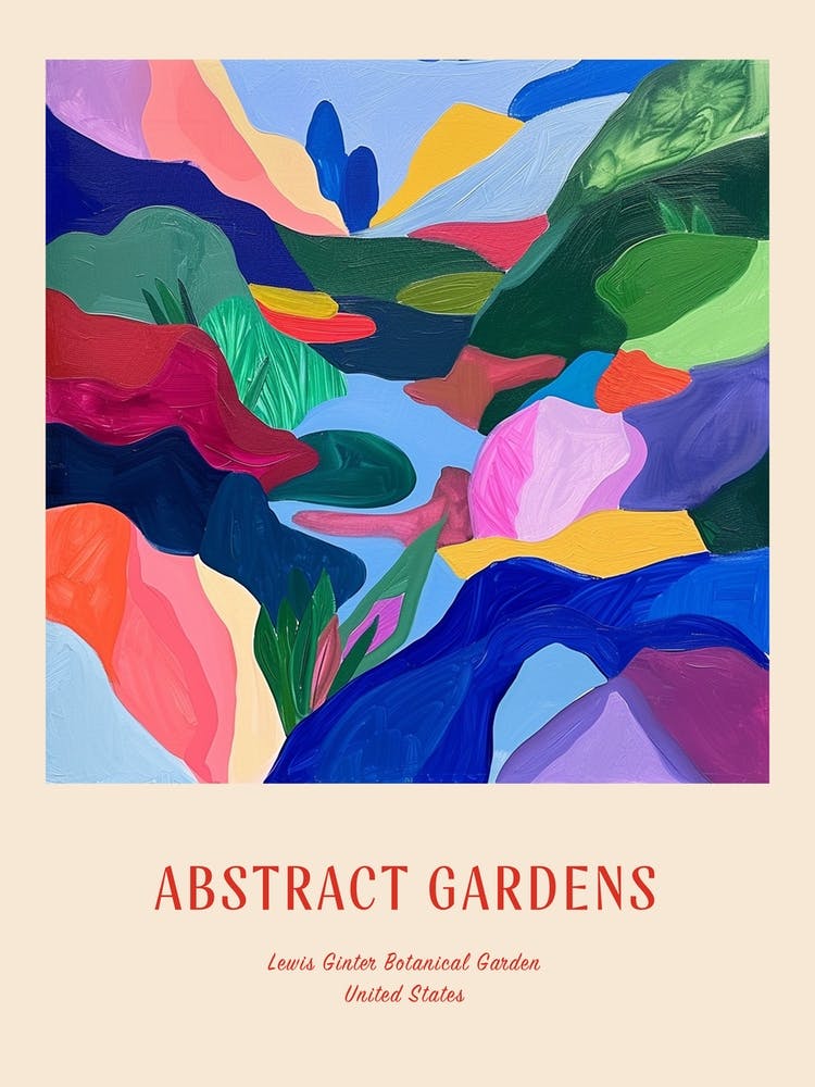 Colourful Gardens Lewis Ginter Botanical Garden Usa 3 Red Poster