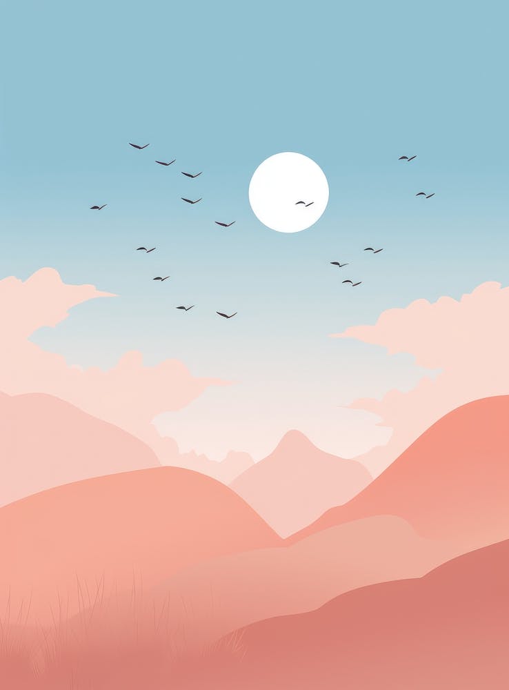 Landscape With Birds In The Sky