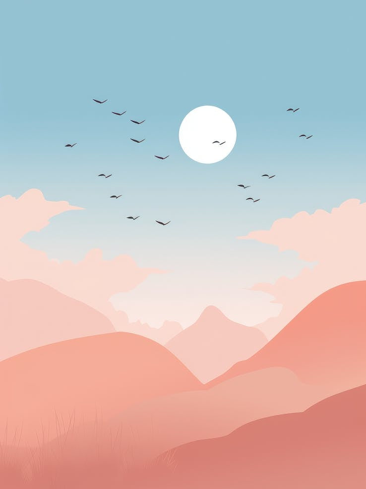 Landscape With Birds In The Sky