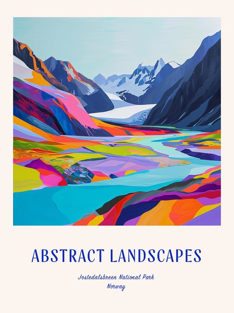Colourful Abstract Jostedalsbreen National Park Norway 2 Poster Blue