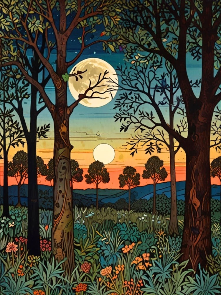 William Morris Moonlight In The Woods 159