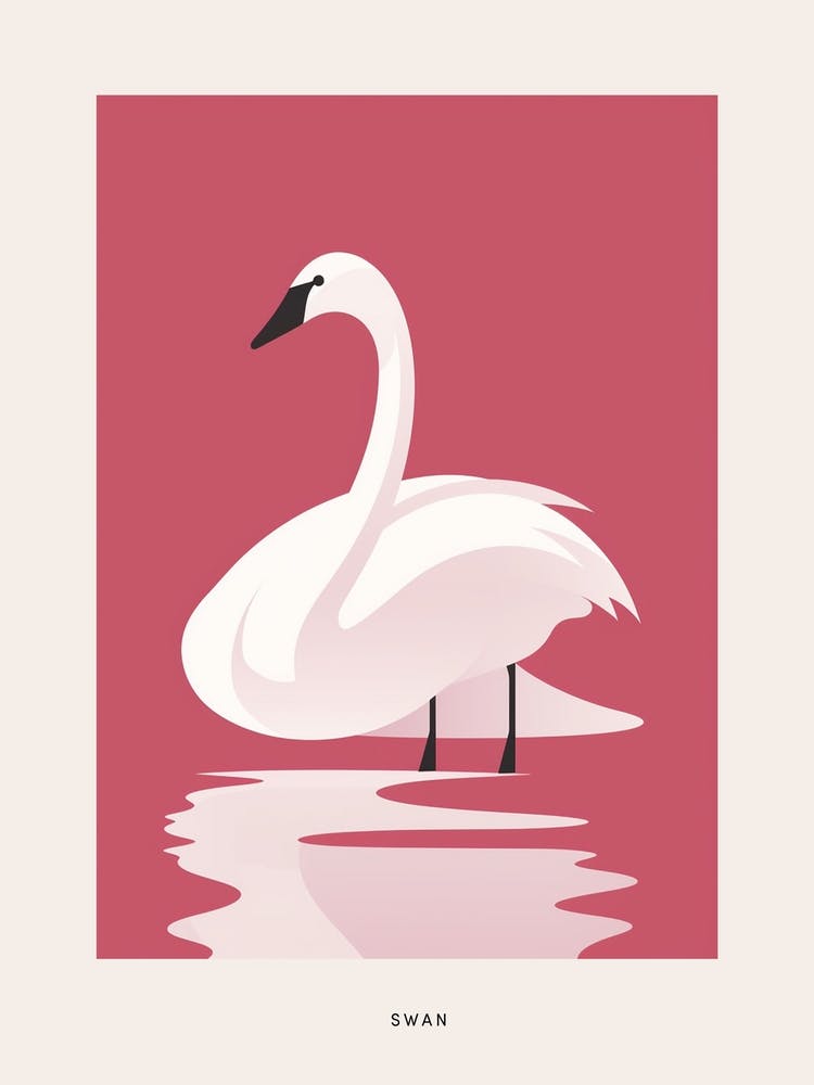 Minimalist Swan 4 Bird Poster