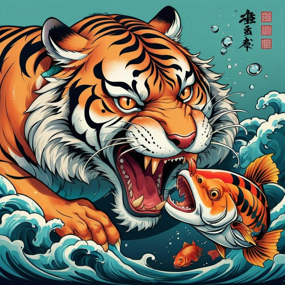 Tiger Eating A Fish