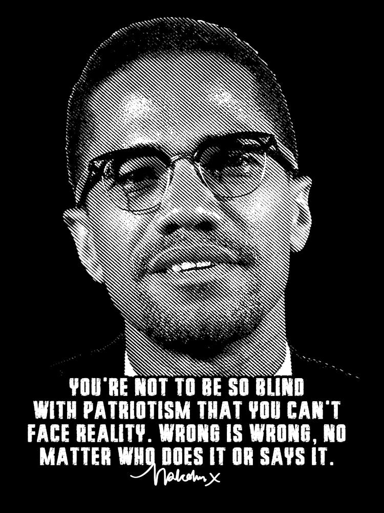 Malcolm X Quote in Line Art