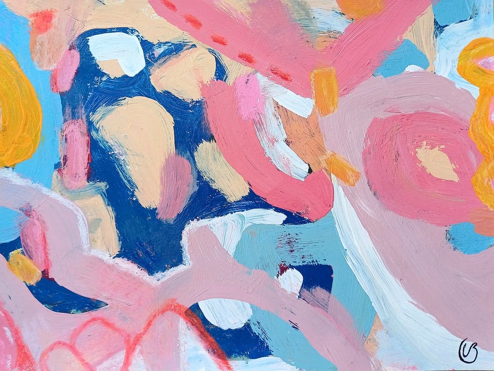 Bubblegum Pink Abstract Painting