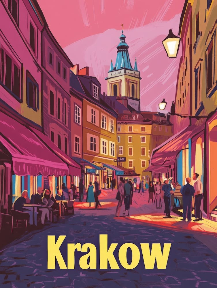 Aihrgdesign A 1970s Inspired Travel Poster For Krakow 2
