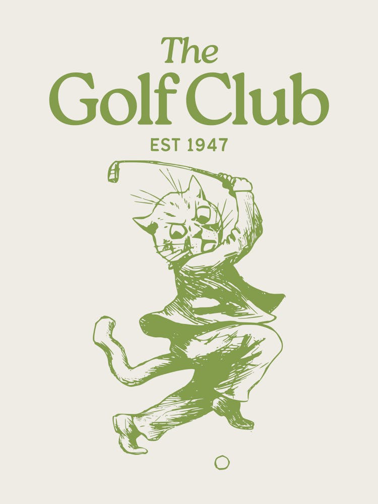 The Golf Club Print | Vintage Retro Decor | Golf Lover Prints | Sporty Athletic Wall Art | Beige + Green Earth Tone Decor | Sports Club Prints 1
