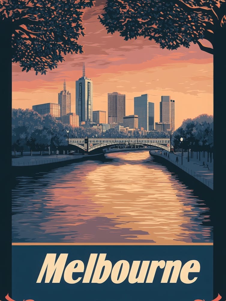 Aihrgdesign A Retro Travel Poster For Melbourne Featuring The 87db6ec1 22e8 49a5 882f Bc5179939180 0