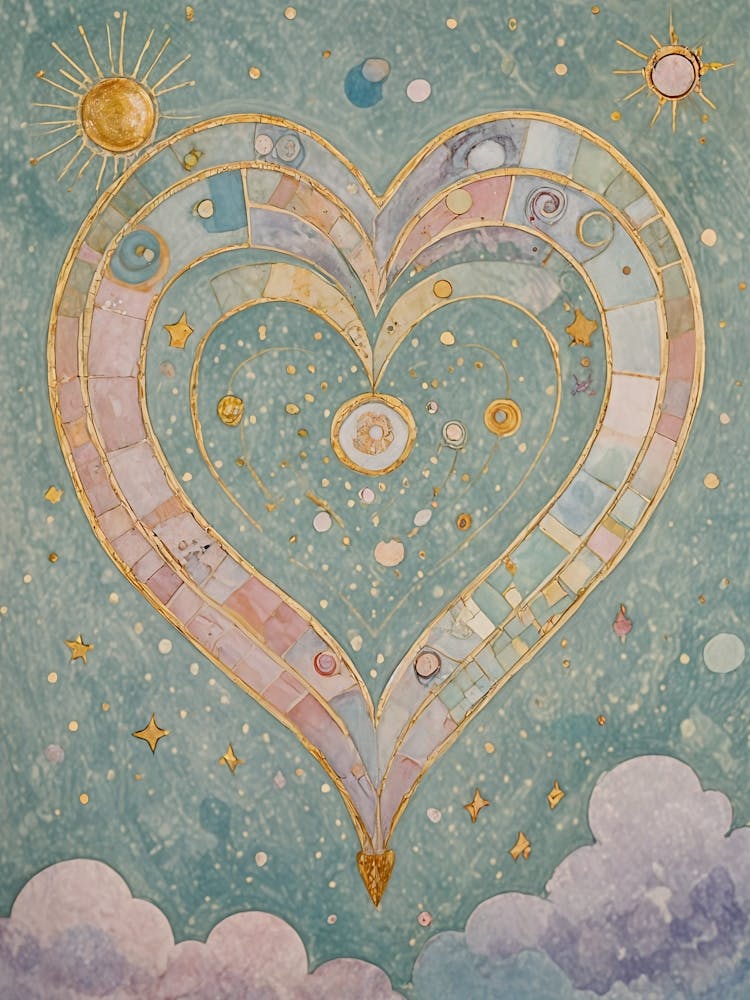 Pastel Heart In The Clouds