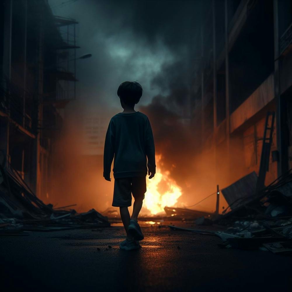 Boy Walking In The Street