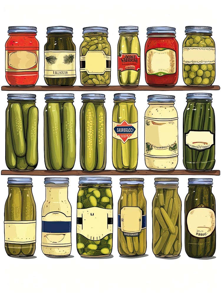 Pickles And Pickles Jars Illustration