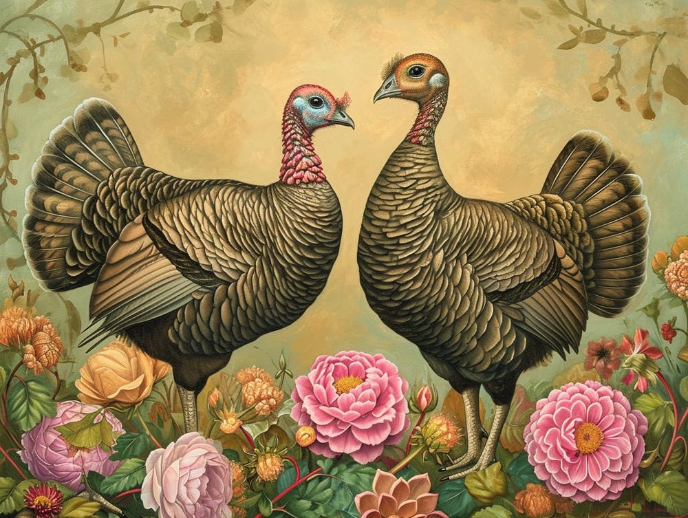 Illustration Animale Florale Dinde 2