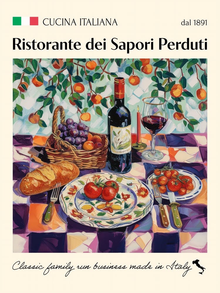 Il Ristorante Dei Sapori Perduti Trattoria Italian Poster Food Kitchen