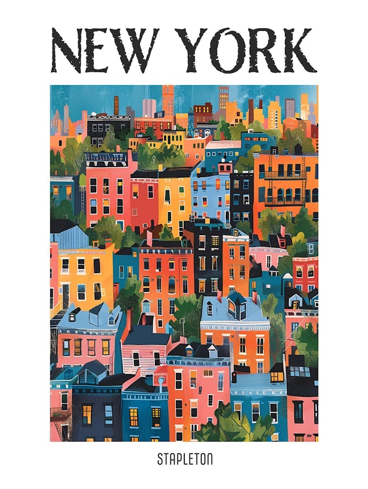 Stapleton New York Colourful Silkscreen Illustration 2 Poster