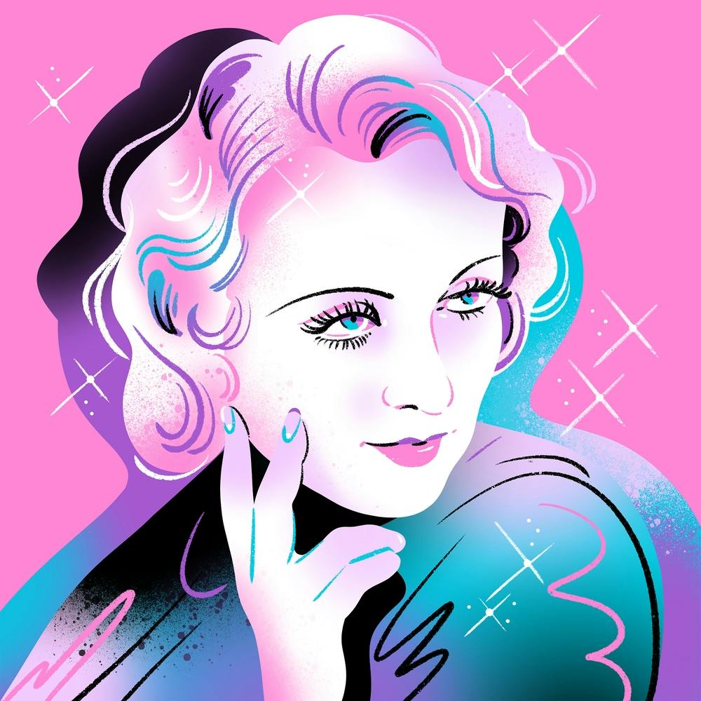 Pastel Limited Color Carole Lombard Portrait