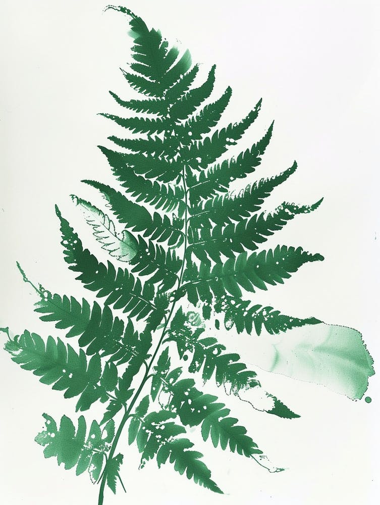 Green Ink Painting Of A Rabbits Foot Fern 1