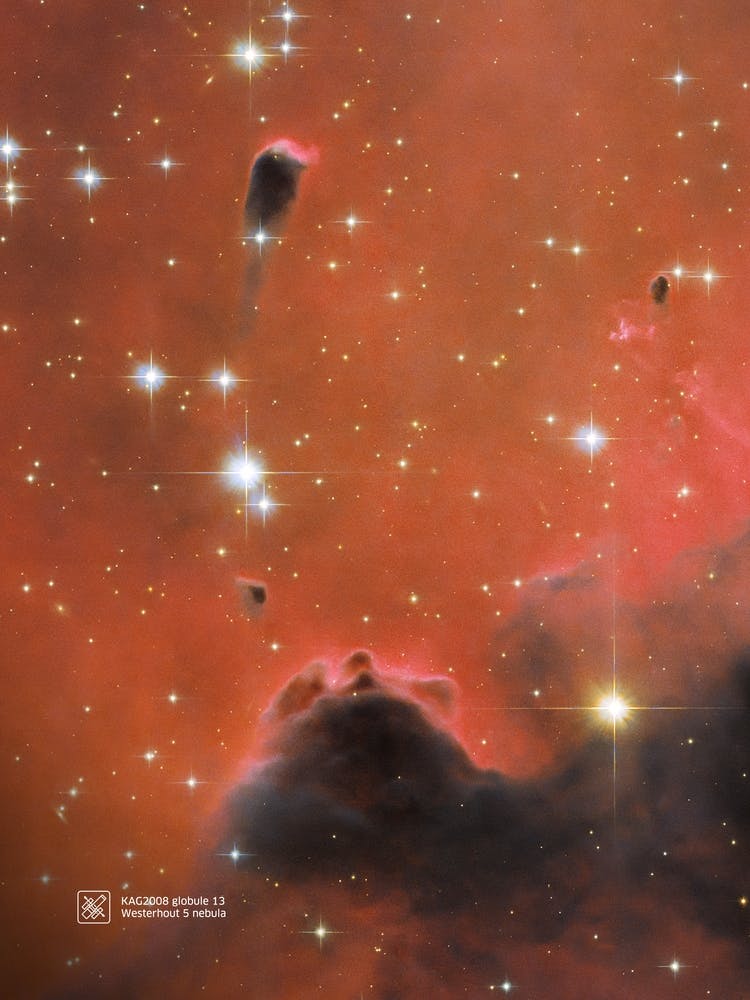 Westerhout 5 nebula. KAG2008 globule 13 — space poster
