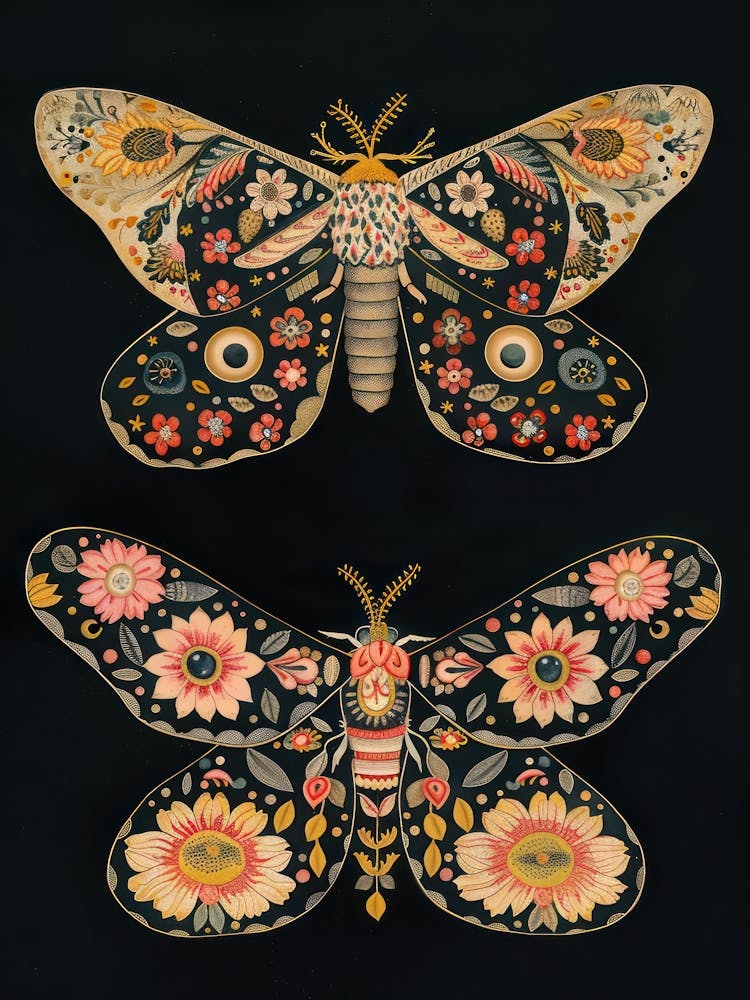 Nocturnal Butterfly William Morris Style 5