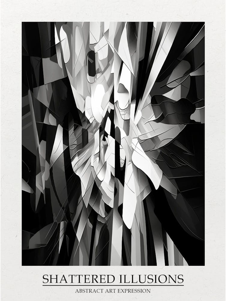 Shattered Illusions Abstract Black And White 4 Poster