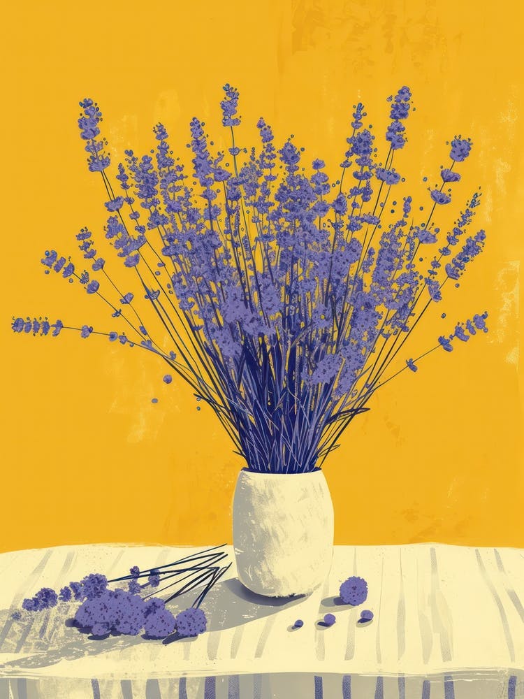 Lavender Flowers On A Table   Contemporary Illustration 2
