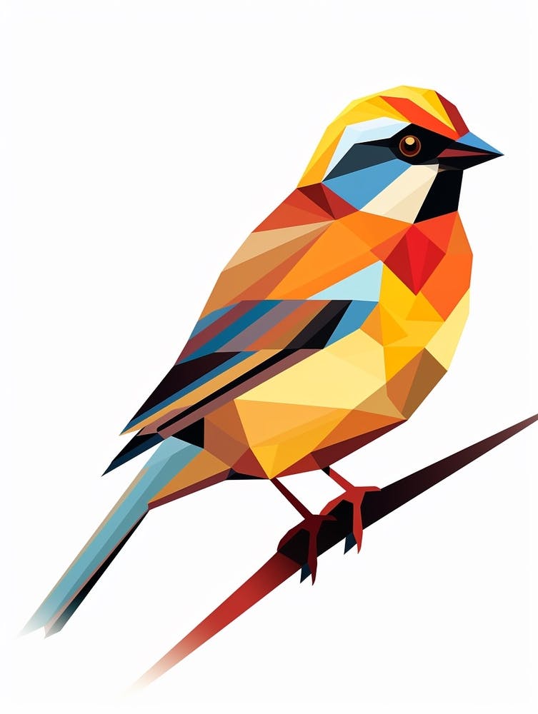 Bunter Geometrischer Vogel Spatz 3