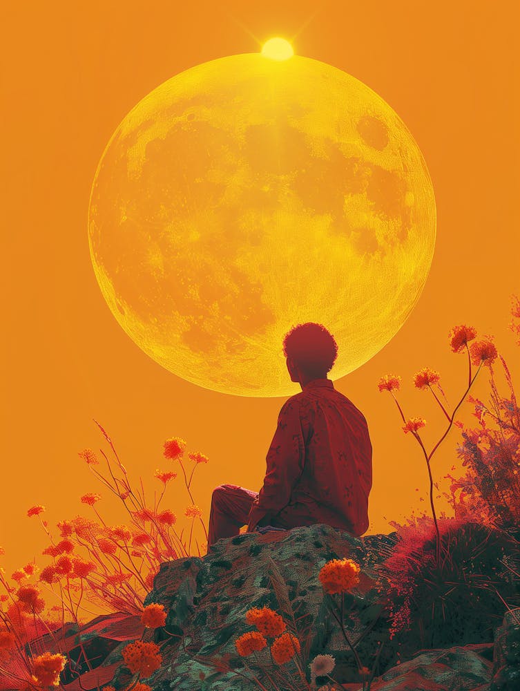 Moon And Flowers
