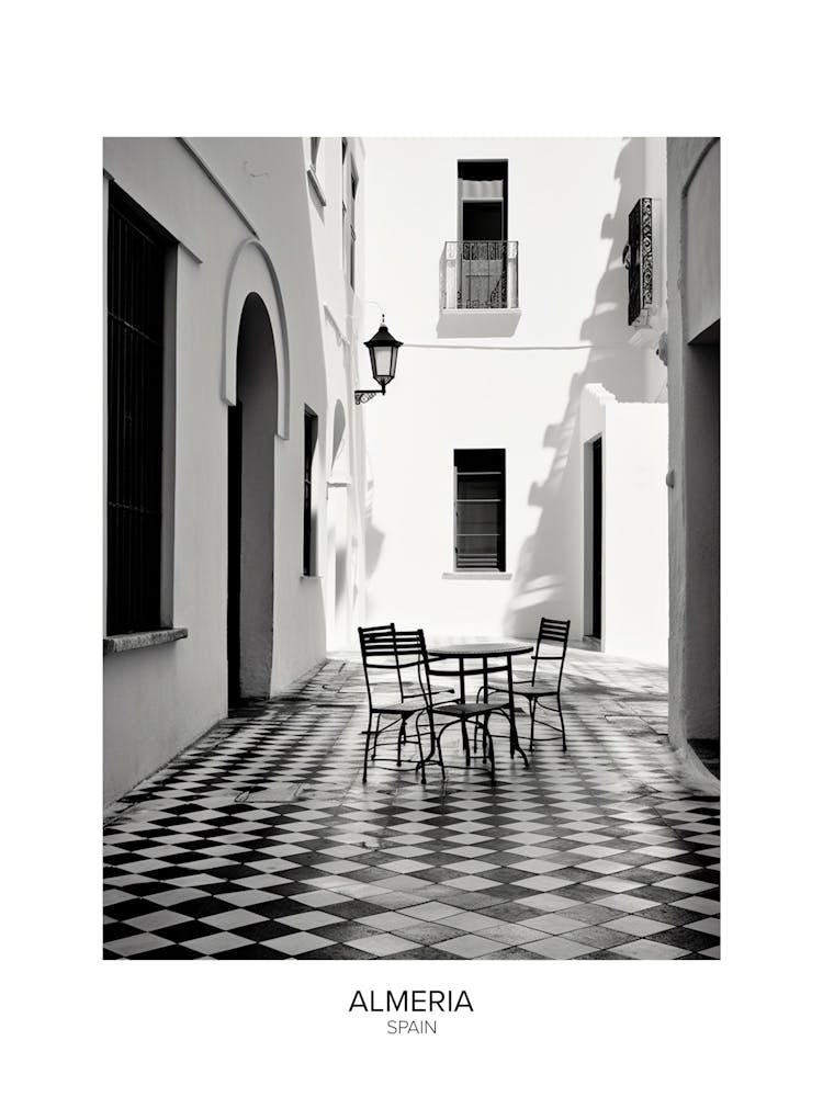 Poster Of Almeria, Spain, Black And White Analogue Photography 1